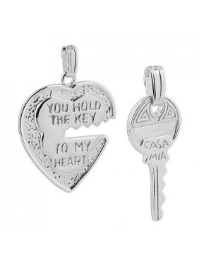 Heart and key 925 Sterling Silver Pendant