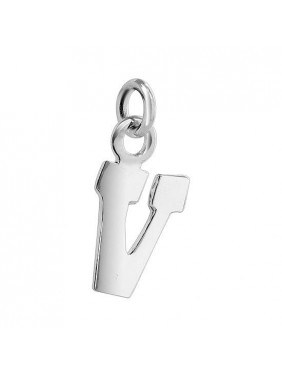 9mm x 7mm V Initial Sterling Silver Pendant Charm