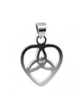 Sterling Silver 18mm Heart Triquetra Pendant