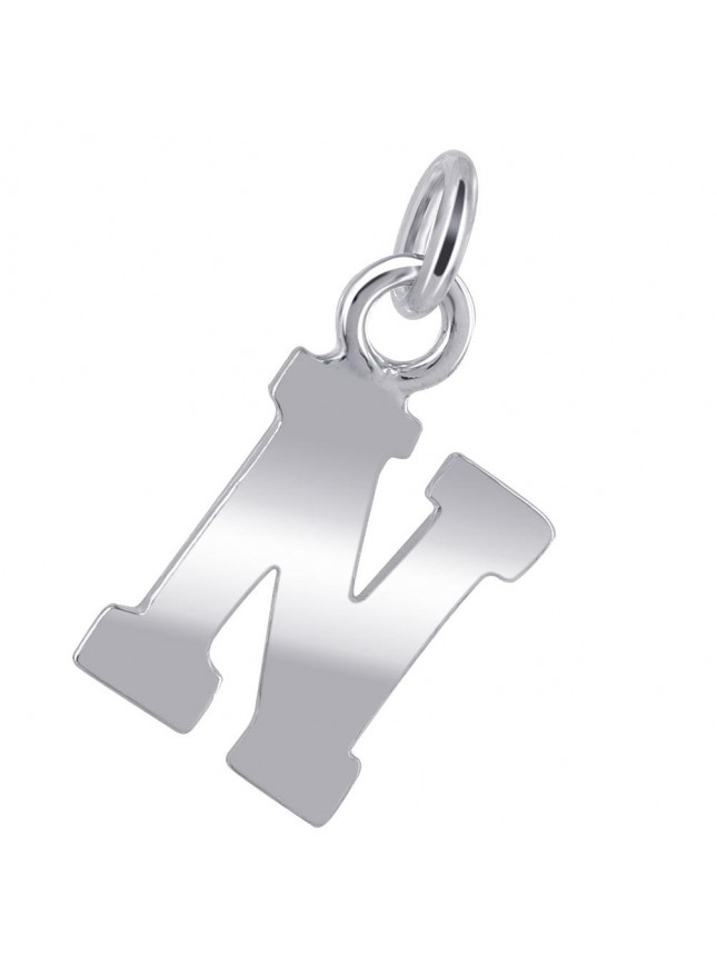 10mm x 8mm N Initial Sterling Silver Pendant Charm